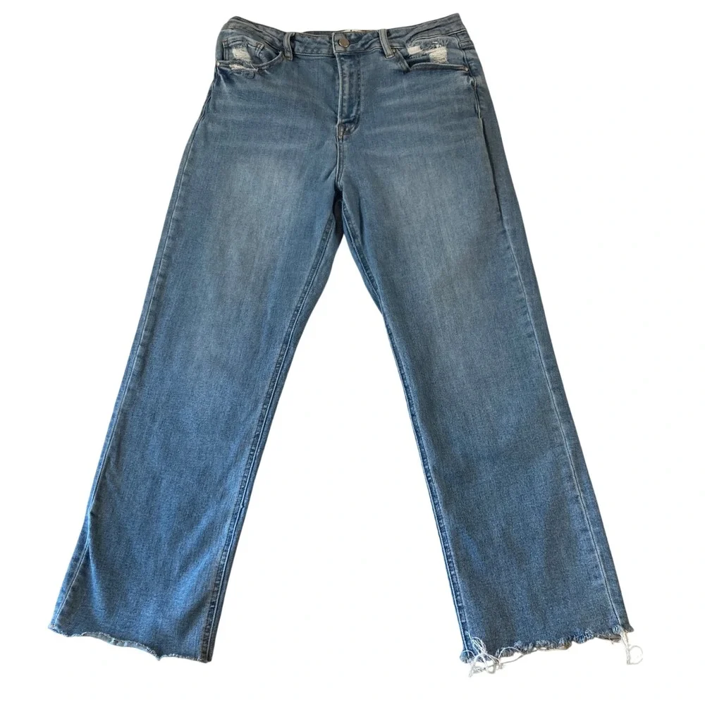 Mica Los Angeles Jeans 31 (30x27) Distressed Straight Leg Blue Raw Hem MDP-T203